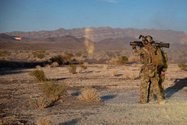 A Green Beret fires an M3 Carl Gustaf Rocket launcher