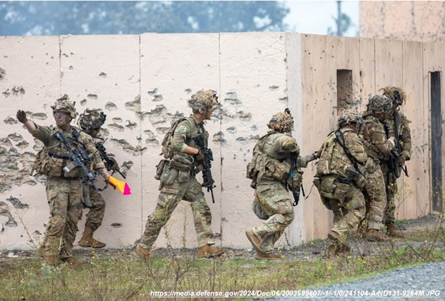 Soldiers prepare to breach and clear a house during a live-fire exercise